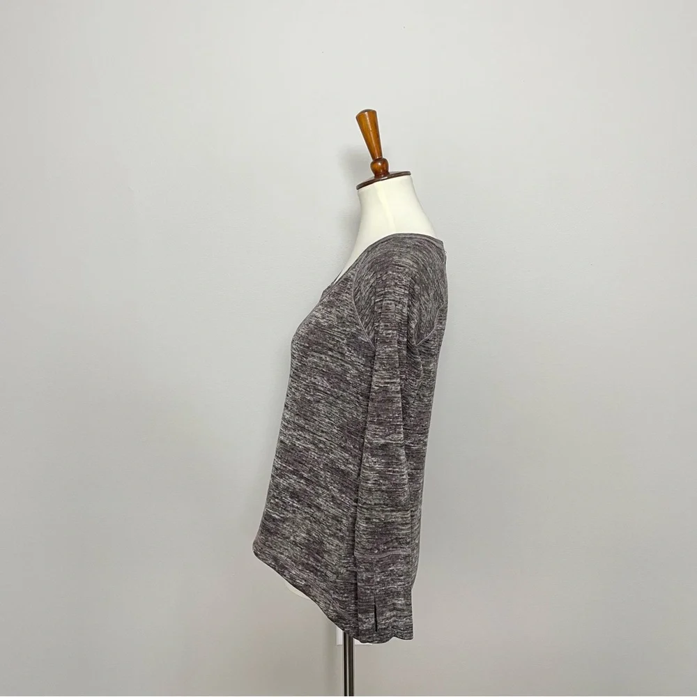 Athleta Sweater Top Thumbholes High Low Hem Lightweight Space Dyed Purple Grey
